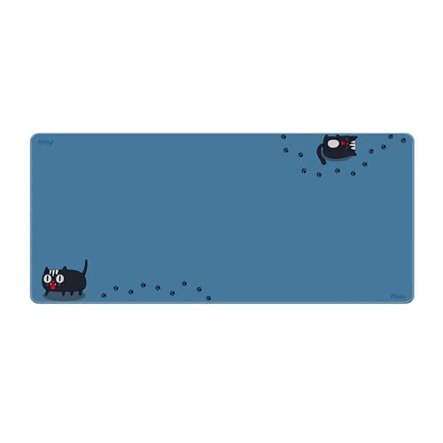 Pixio Mouse Pads - 36 x 16 inch XXL Deep Blue Cats Multifunctional Large Desk Mats for Gaming, Office, Desktop Anti-Slip Waterproof Washable Computer Mouse Mat - color: Blue Deep Blue Cats