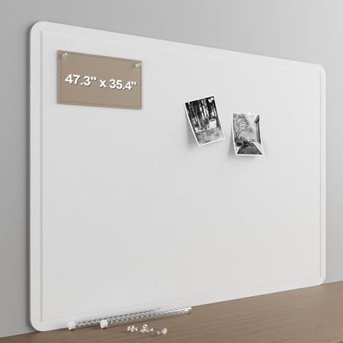 Felt Bulletin Board for Wall 48" x 36" Unfolded Size, Large Frameless Felt Pin Board, Soft Cork Board Alternative for Office, Home Planning, Notes, Photos & Wall Decor, Foldable Shipping, Easy Install - color: White, size: 48" x 36"