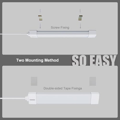 ONIDEK Under Cabinet Lights with Plug. 3000K-6500K Dimming and Color. with Wireless Control Panel and Remote Control.18W 1800LM for Garage, Kitchen, Bathroom, Closet, Office (24 inch-2pcs) - size: 24 inch-2PCS