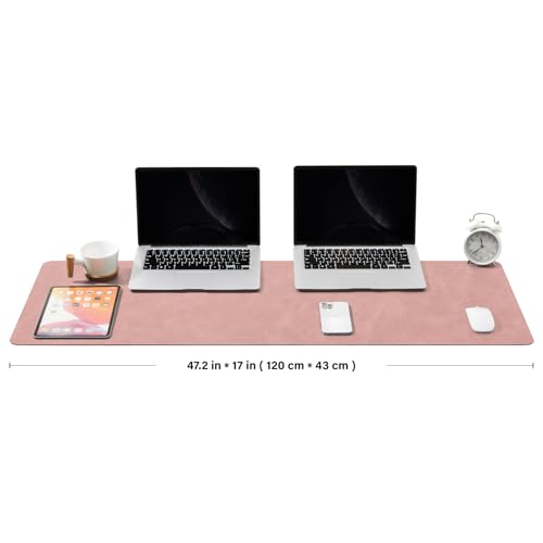Distressed Leather Desk Mat - Non-Slip PU Desk Pad for Office and Home - Desk Organization and Accessories - Ideal for Large Mouse Pad and Desk Mats on Top of Desks(Dusty Rose,47.2"x 17") - color: Dusty Rose, size: 47" x 17"