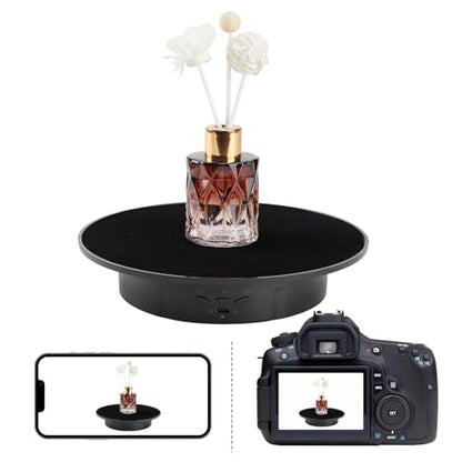 Motorized Rotating Display Stand, 360 Degree Electric Rotating Turntable with Velvet Top, 7.87inch /17.6lbs Load Automatic Mute Lazy Susan for Photography Products Jewelry 3D Model, Black Stand