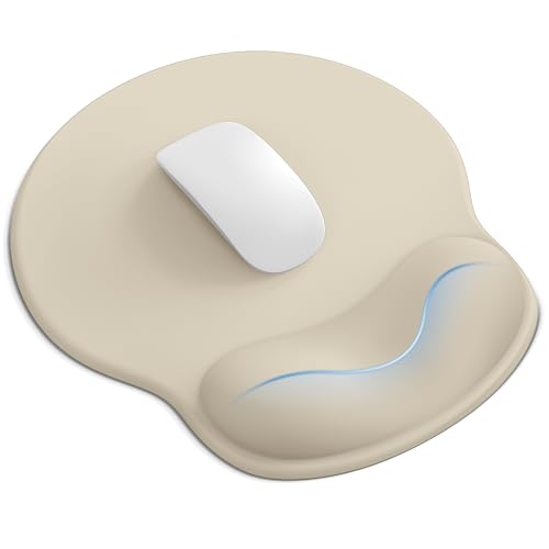 Mouse Pad with Wrist Rest, Ergonomic Mouse Pads for Desk, Office Non-Slip Mousepad with Gel Wrist Support(Beige, 10.6''L x 9''W) - color: Beige