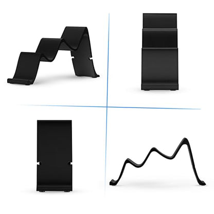 Desktop Dual Game Controller Stand Holder – Stylish, Minimal Wave Design, Suitable for PS5, Xbox, Switch, PC & Retro Gamepads - color: black/silver