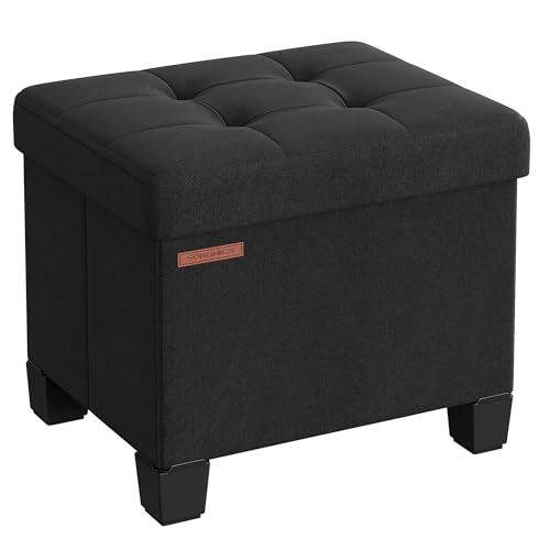 SONGMICS Storage Ottoman, Small Ottoman Foot Rest with Legs, 12.6 x 15.7 x 13.2 Inches Foot Stool, Load up to 660 lb, for Living Room, Bedroom, Dorm, Ink Black ULSF012B01 - color: Ink Black, size: 12.6"D x 15.7"W x 13.2"H