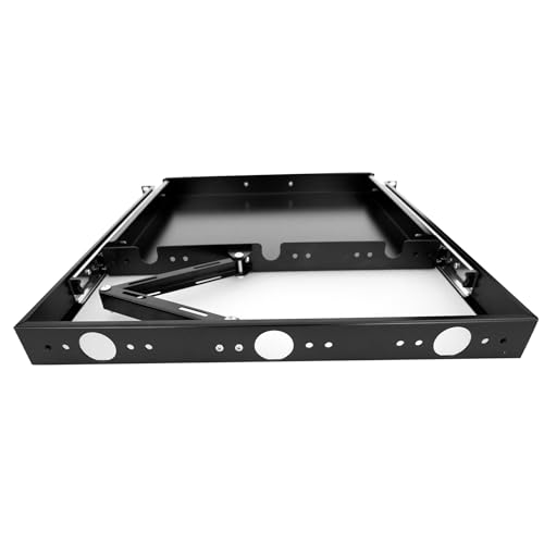 GlobalRack 1U Keyboard Drawer, 17.75" Depth, Extends to 27", Soft-Close | 1U keyboard drawer | 1U rack drawer | Soft-close damping | Foldable handle | Built-in cable management | Heavy-gauge stee