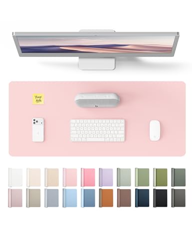 YSAGi Leather Desk Protector, Office Mat, Large Mouse Mat, Non-Slip PU Leather Blotter, Laptop Pad, Waterproof Writing Pad for Office and Home (Light Pink, 23.6" x 13.8") - color: Light Pink, size: 23.6" x 13.8"