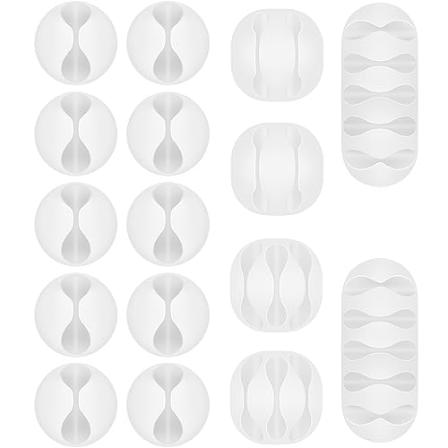 Shintop Cable Clips, 16 Pack White Cord Holder Adhesive Cable Organizer Wire Holder for Organizing Phones Chargers Desk Nightstand Car - color: White, size: Multi-size