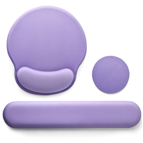 Keyboard Wrist Rest Mouse Pad with Wrist Support, Gaming Mousepad with Non-Slip Base, Ergonomic Mouse Wrist Arm Cushion Support for Home Office Laptop Computer, Easy Typing for Pain Relief, Purple - color: Purple