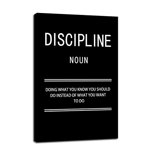 Discipline Noun Inspirational Posters Motivational Affirmative Wall Art Prints on Canvas Modern Home Decor Painting Artwork for Living Room Office Stretched and Framed Ready to Hang [12''W x 18''H] - color: Discipline-1, size: 18"L x 12"W