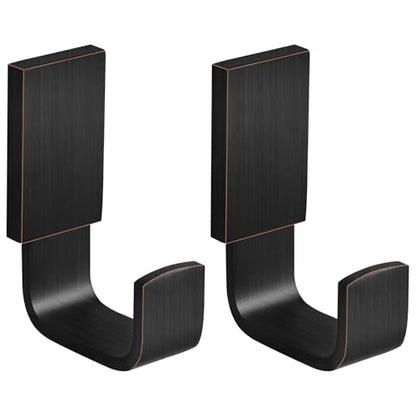 BESy Brass Clothes Hook Single Towel Hook for Bathroom Kitchen Garage Square Style Robe Hooks Coat and Hat Hook, Wall Mounted with Screws, Two Packs, Oil Rubbed Bronze - color: Oil Rubbed Bronze, size: 2 Pack