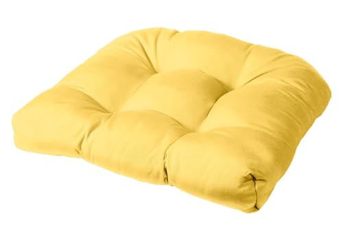 Cushion Source Tufted Chair Cushion | Rounded Back Corners | 21" x 19" x 4" Seat Cushion | No Ties | Indoor/Outdoor | Multiple Sunbrella Fabric Options Available (Sunbrella Buttercup) - color: Sunbrella Buttercup