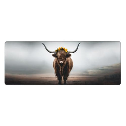 Highland Cow Gaming Mouse Pad, Large Non-Slip Rubber Base Mousepad XL 31.5x11.8in, Keyboard Mouse Mat, Desk Pad with Stitched Edges for Gamer Home&Office - color: 13