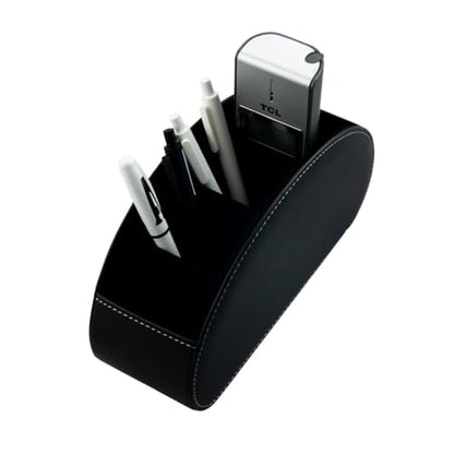 Remote Control Holder Organizer - Table Desk Leather Control Storage with 5 Spacious Compartments (Black) - color: Black
