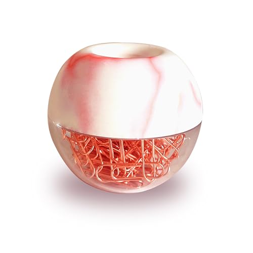 Magnetic Paper Clip Holder, Red Marble Holder with Rose Gold PaperClips 100pcs 28mm(1.1") Cute Office Supplies for Desk Organizer - color: Marblered