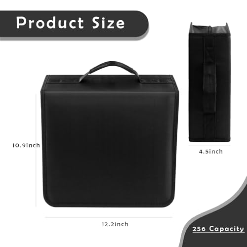 DVD/CD Case Holder - 256 Capacity Disc Storage Wallet Binder for Car, Home, Office, Travel (Black) - color: 256 Black