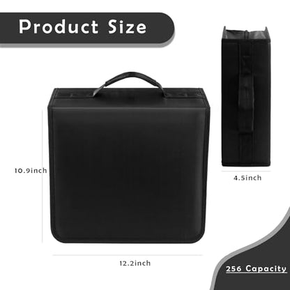 DVD/CD Case Holder - 256 Capacity Disc Storage Wallet Binder for Car, Home, Office, Travel (Black) - color: 256 Black