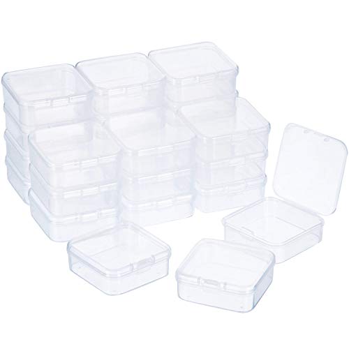 SATINIOR 24 Packs Small Clear Plastic Beads Storage Containers Box with Hinged Lid for Storage of Small Items, Crafts, Jewelry, Hardware(2.9 x 2.9 x 1 Inches) - size: 2.9 x 2.9 x 1 in