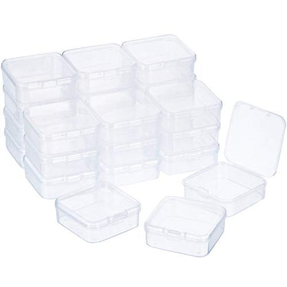 SATINIOR 24 Packs Small Clear Plastic Beads Storage Containers Box with Hinged Lid for Storage of Small Items, Crafts, Jewelry, Hardware(2.9 x 2.9 x 1 Inches) - size: 2.9 x 2.9 x 1 in