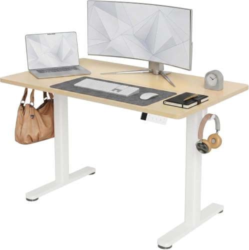 Claiks Electric Standing Desk 48 x 24 Inches, Motorized Sit Stand Desk with 3 Memory Presets & Cable Management, Spacious Ergonomic Computer Workstation for Dual Monitors & Gaming Setup, Nature - color: Nature, size: 48 Inch