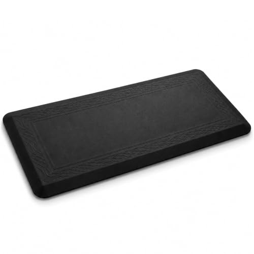 24 x 60 Inch Extra Support Anti Fatigue Comfort Kitchen Mat, Waterproof Long Kitchen Runner, Non-Slip Standing Desk Mat, Commercial Pads for Offices, Home, Garages (Bordeaux Black, 24'' x 60'') - color: Bordeaux Black, size: 60"L x 24"W x 0.8"Th