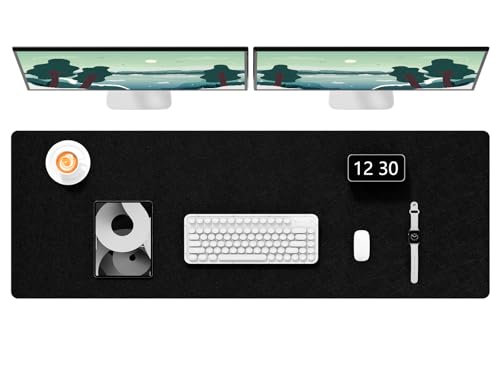 Hsurbtra Desk Pad, 48" x 17" PU Leather Desk Mat, XXXL Extended Mouse Pad, Waterproof Desktop Blotter Protector, Non-Slip Ultra Thin Large Laptop Keyboard Writing Mat for Office Home, Black - color: Black, size: 48" x 17"