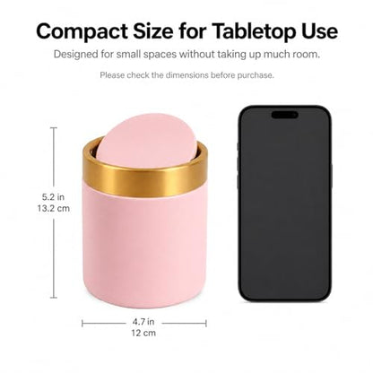 Mini Trash Can with Lid, Small Desktop Waste Bin with Swing Lid, 1.5L / 0.4 Gal Countertop Trash Bin for Desk, Vanity, Bathroom, Coffee Bar and Office, Pink - color: Pink