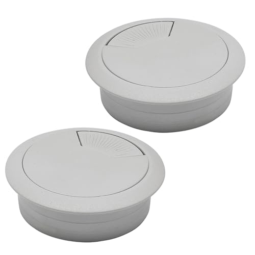 Desk Grommet 2" (50 mm), Desk Cord Hole Cover, Cable Grommet ABS Plastic, Desk Hole Grommet for Office and Home Table Cable, Detachable Adjustable Cable Cord Organizer (Light Grey 2 Pcs) - size: 2" (50 mm), style: 2 pcs Light Grey
