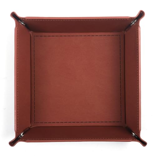 Valet Tray Desktop Storage Organizer – Vegan Leather Catchall Tray Bedside Vanity Tray Nightstand Caddy Holder for Remote Controller, Watch, Keys, Phone, Wallet, Coin, Jewelry, Brown - color: Brown