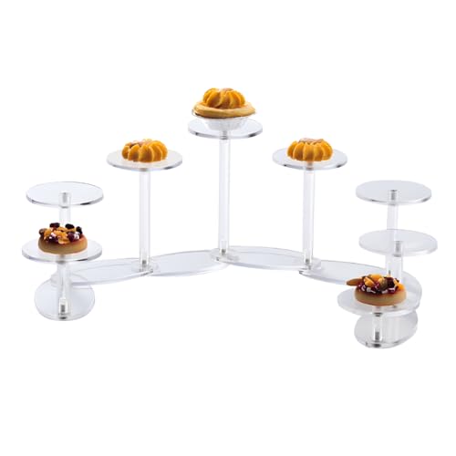 Acrylic Display Riser Stands,Deformable Round Display Rack Adjustable Acrylic Displaying Risers for Snack Cupcake Perfume Watch Jewelry Rings Figurines Decoration and Organizer (Transparent, 8-Tier) - color: Transparent