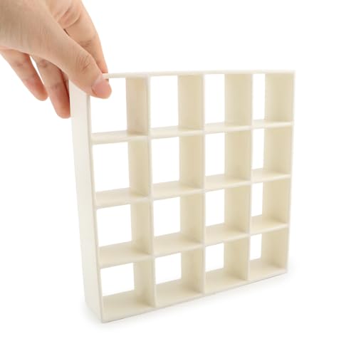 Miniature Furniture Storage Rack 1/12 Dollhouse Furniture 16 Grid Shelf Bookshelf Display Shelf Wall Rack Stand Mini House Scene Decoration (Beige) - style: Beige