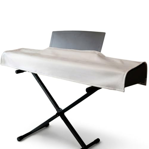88 Keys Piano Keyboard Dust Cover PiuColor, Designed by Professional Pianist, Music Stand Compatible, Washable Digital Piano Cover, Blends with Your Room, Japan Design (Grayish White) - color: Grayish White