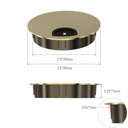 Desk Grommet 3-1/8 Inch 80mm, Zinc Alloy Computer Desk Wire Hole Cover, Office Desktop Cord Cable Hole Metal Ring, Bronze Tone - size: 3-1/8" Bronze Tone