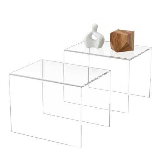 Sezanrpt Acrylic Shelf Riser 8x5.9x6 pack of 2, Large Acrylic Risers for Desserts, Cupcake, Toys, Collectibles, Merchandises, 8x5.9x6 Inch - color: Clear, size: 8x5.9x6 Inch