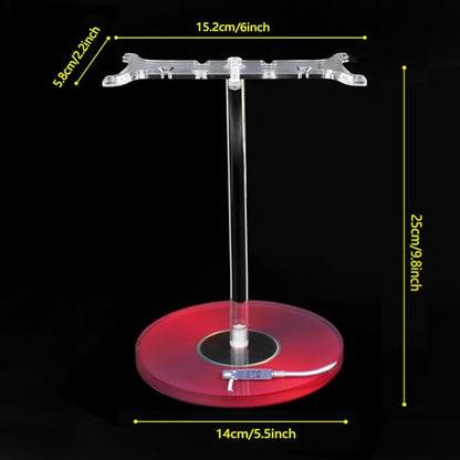Clear Acrylic Headphone Stand with Patterned Base – Universal Holder for AirPods Max, Gaming & Wireless Headphones – Space-Saving Desk Organizer for Home & Gaming Setup (Red Record/LP) - style: Red Record/LP