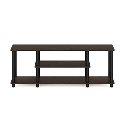 Furinno Turn-N-Tube No Tools 3D 3-Tier Entertainment TV Stand up to 50 inch TV, Round Tubes, Dark Brown / Black - color: Dark Brown/Black, size: 50 inch