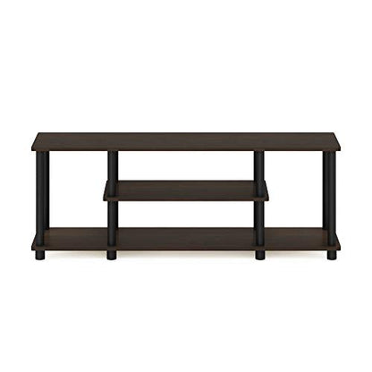 Furinno Turn-N-Tube No Tools 3D 3-Tier Entertainment TV Stand up to 50 inch TV, Round Tubes, Dark Brown / Black - color: Dark Brown/Black, size: 50 inch