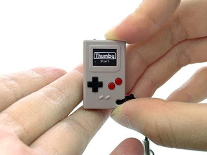 TinyCircuits Thumby Programmable Game Console Keychain – Retro Gaming Fun Mini-Console, STEM Learning, USB Rechargeable, 5 Preloaded Games (Gray) - style: Grey