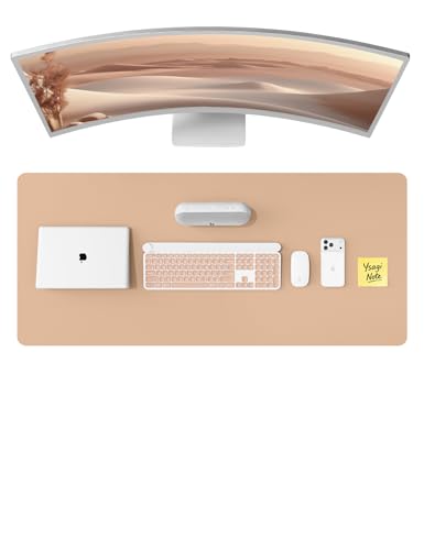 YSAGi Leather Desk Protector, Office Mat, Large Mouse Mat, Non-Slip PU Leather Blotter, Laptop Desk Mat, Waterproof Writing Pad for Office and Home (Latte, 47" x 17") - color: Latte, size: 47" x 17"