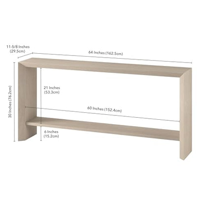 Henn&Hart 64" Modern Farmhouse Console Table, Sofa Table, Beech White - color: Beech White