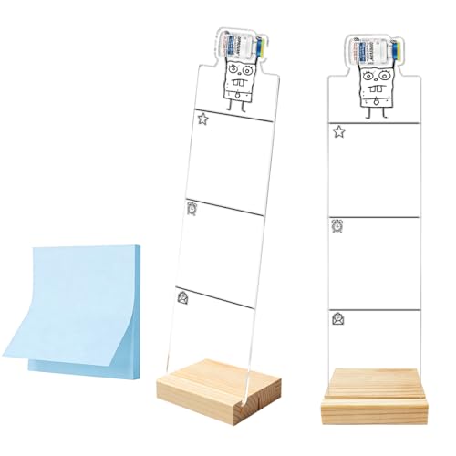 Monitor Memo Board Computer Monitor Memo Board Sticky Note Organizer Pillbottle Acrylic Desk Accessories Removable Wooden Base Set Sticky Notes 100 Sheets 11.8×3.1 inches - color: Pill Bottle