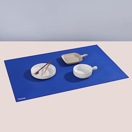 Extra Large Silicone Mat 36" x 24" Place Mats, Heat Resistant Mat for Kitchen Countertop Protector, Thick Placemats Washable Silicone Mats for Kitchen Counter Mat Dining Table Mat, Dark Blue, SAPID - color: Dark Blue, size: 36" x 24"