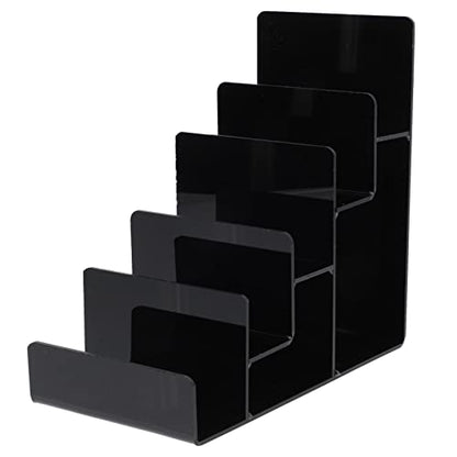 Cabilock Acrylic Wallet Display Stand Multi-Layer Tabletop Storage Rack Clear Wallet Holder for Handbags Sunglasses Jewelry Store Counter and Home D Cor - size: 5 Tier Black