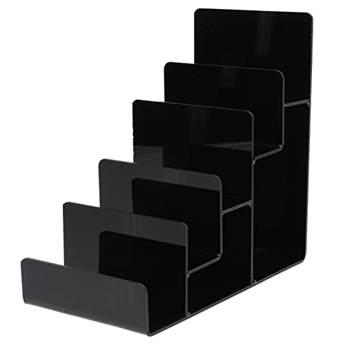 Cabilock Acrylic Wallet Display Stand Multi-Layer Tabletop Storage Rack Clear Wallet Holder for Handbags Sunglasses Jewelry Store Counter and Home D Cor - size: 5 Tier Black