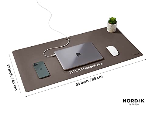 Nordik Cork Leather Desk Mat Cable Organizer - Gunmetal Grey 35 X 17 inch - Premium Extended Mouse Mat for Home Office Accessories - Non-Slip Vegan Leather Desk Pad Protector & Desk Blotter Pad - color: Cork Gunmetal Gray