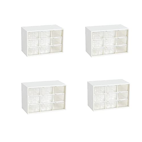 Feadily 4PCS Small Drawer Organizer for Desk, Desktop Drawer Organizer with 9 Clear Drawers, Plastic Desktop Storage Drawers 7.1 Inch x 3 .9 Inch x 4.7 Inch, White - color: White, size: 4PCS