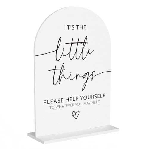 Wedding Bathroom Favors Sign, Bathroom Basket Sign for Wedding Engagement Bridal Shower Baby Shower Table Desk Acrylic Decor - color: It's The Little Things