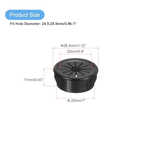 uxcell 30Pcs Cable Grommets, Snap Bushing Grommet for Holes with 1"(25mm) Mounting, Round Nylon Snap in Cable Desk Grommet for Cables and Cords Management, Black - size: 25 mm