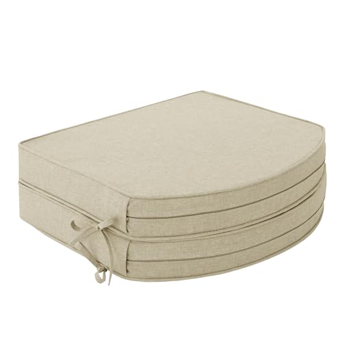 Outdoor Chair Cushions, Fade-Resistant & Water-Resistant, D Shaped Patio Furniture Seat Chair Pads Replacement, Removable Cover, Set of 2, 17 x 16 Inch, Beige - color: Beige, size: 17" x 16" 2 Pack