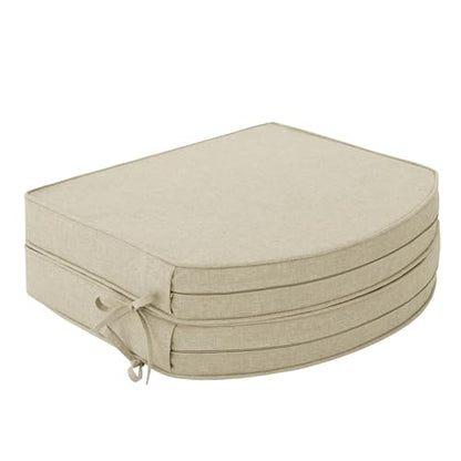 Outdoor Chair Cushions, Fade-Resistant & Water-Resistant, D Shaped Patio Furniture Seat Chair Pads Replacement with Ties, Non-Slip Bottom, Removable Cover, Set of 2, 18.5 x 16 Inch, Beige - color: Beige, size: 18.5" x 16" 2 Pack