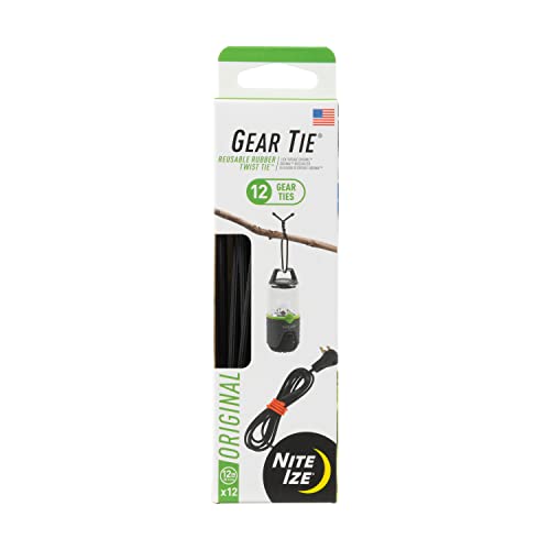 Nite Ize Gear Tie Original ProPacks - Reusable Rubber Twist Ties for Indoor & Outdoor Use - Bendable Wire Interior - Durable Rubber Exterior - Secure Grip - Black, 12" (12 Pack) - size: 12" - 12 Pack
